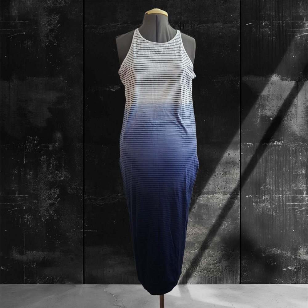NWT Athleta Gradient Blue and White Striped Dress